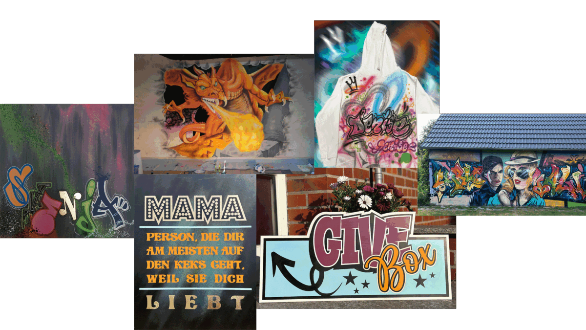 graffiti Airbrush auftäge gestaltung kunst münster leinwände garagentor fassaden schilder individuell